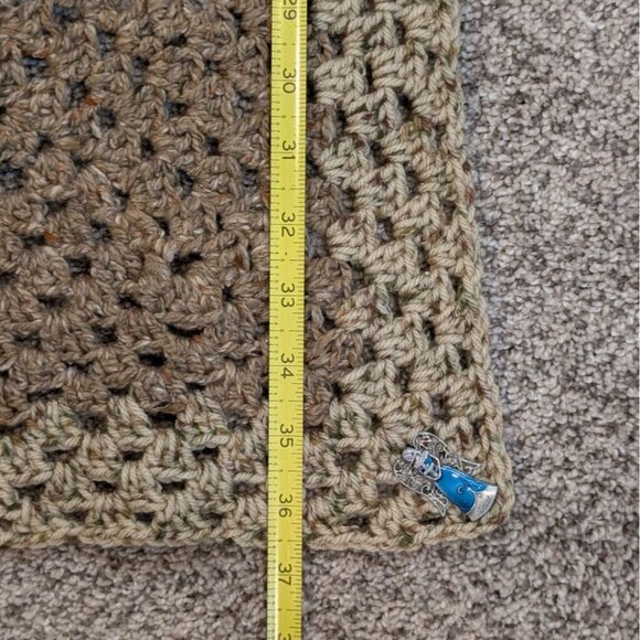 Crochet Afghan Wheelchair Lap Blanket Throw Brown Granny Square 36x36" Angel - Picture 5 of 5